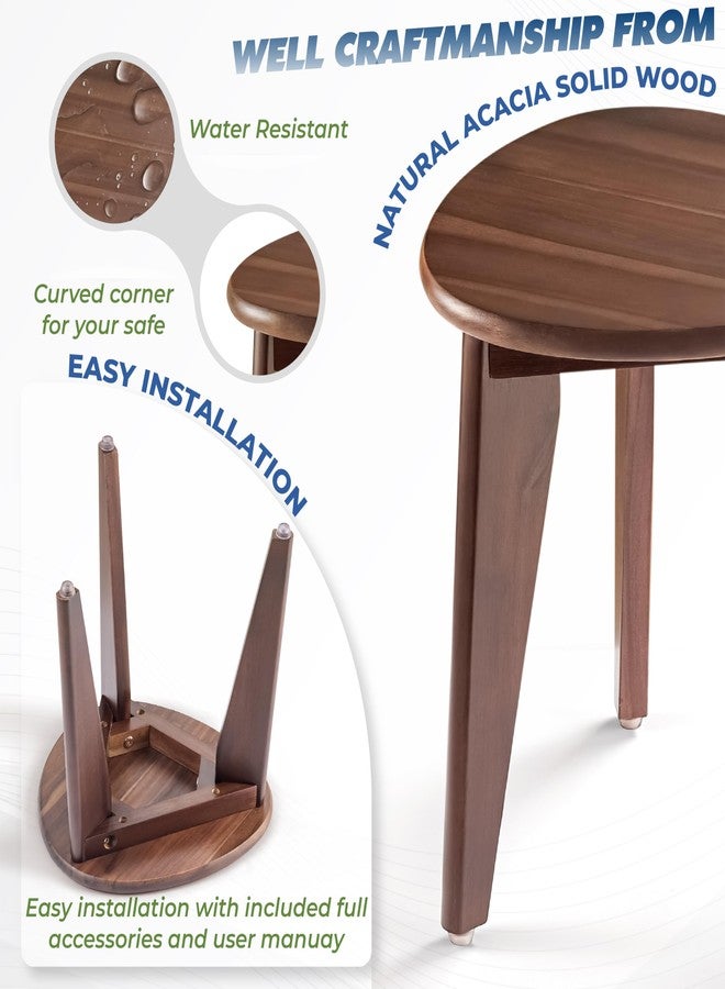 BLUEWEST Shower Foot Stool for Shaving Legs, Acacia Wood Shower Foot Rest (Walnut, Round Seat) - Image 3