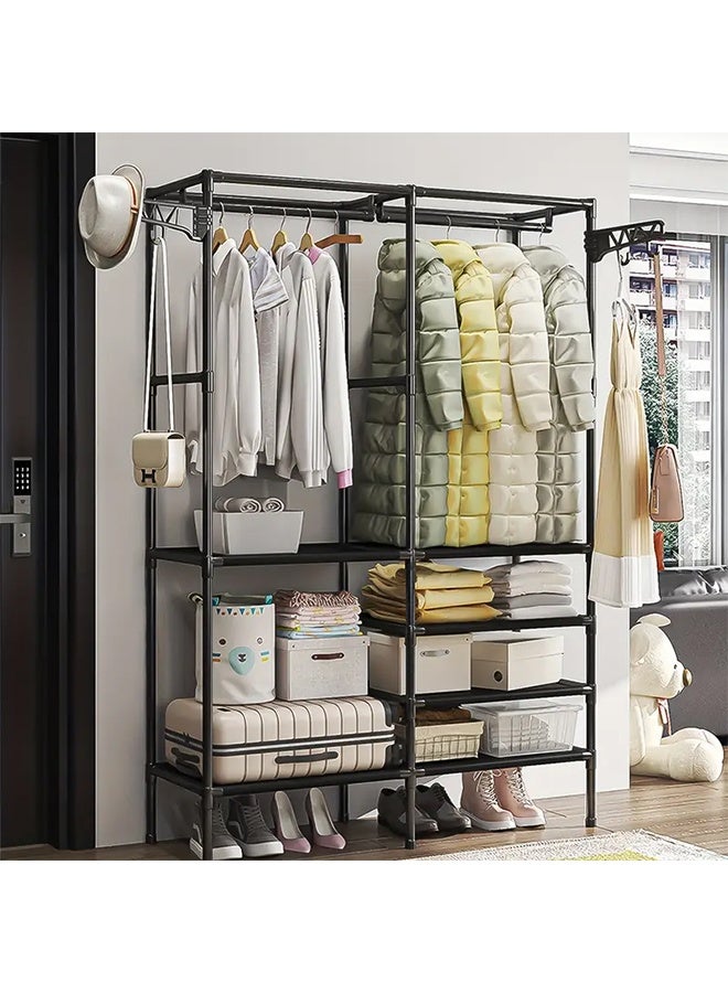 RollsTimi  Double Row Portable Wardrobe, Independent Closet Organizer Rack, with Shelf Hanger, Hanging Rod, Storage and Organizing Rack, Suitable for Cloakroom, Bedroom - Image 1