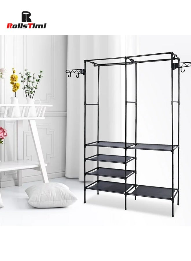 RollsTimi  Double Row Portable Wardrobe, Independent Closet Organizer Rack, with Shelf Hanger, Hanging Rod, Storage and Organizing Rack, Suitable for Cloakroom, Bedroom - Image 5