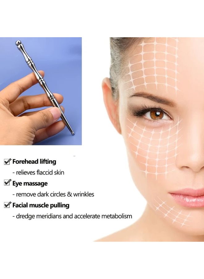 Stainless Steel Dual Ended Massage Stick For Eyes Face Feet Set 1 Acupressure Tool - Image 3