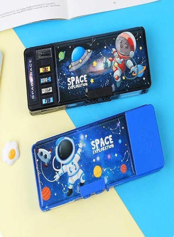 Birvan Astronaut Themed Multifunctional Pop-Up Pencil Case for Kids - Starry Sky Design Pen Box with Built in Sharpener, Password Lock, Pencil Holder for School Students (Multicolor case) - Image 3