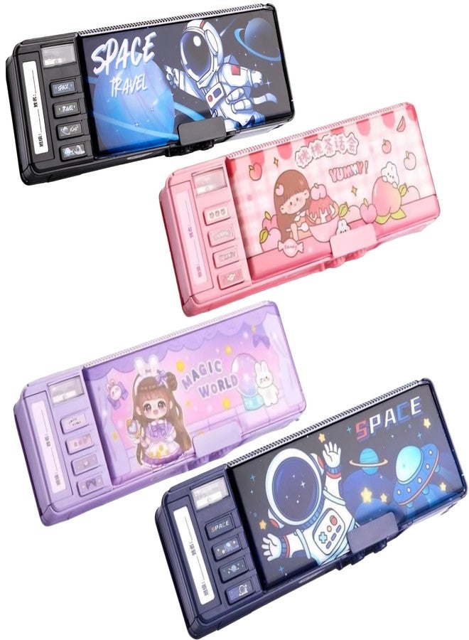 Birvan Astronaut Themed Multifunctional Pop-Up Pencil Case for Kids - Starry Sky Design Pen Box with Built in Sharpener, Password Lock, Pencil Holder for School Students (Multicolor case) - Image 2