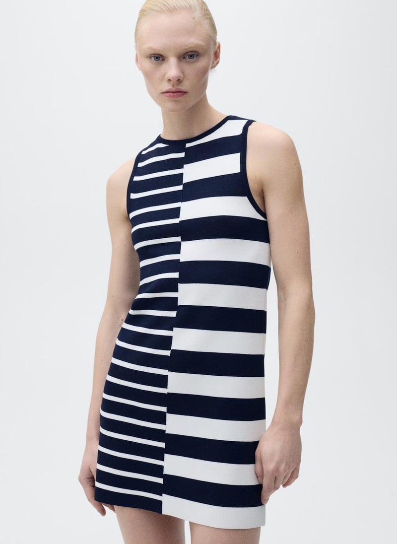 MANGO - Knitted Dress With Combined Stripes - Image 1