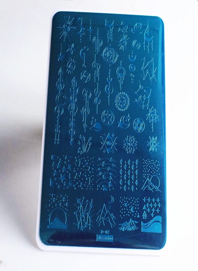 Mezerdoo Starry Star Moon Design Stamping Plates Nail Art Kit 2pcs Galaxy Night Sky Large Nail Stamp Plates Templates Space Planet Nail Stamper Plate Heart Sun Geometry Printing Stencils Reusable Tools - Image 3