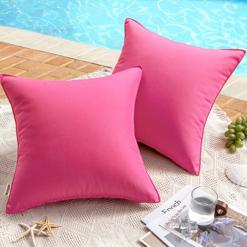 MIULEE Pack of 2 Decorative Outdoor Waterproof Pillow Covers Square Garden Cushion Sham Throw Pillowcase Shell for Spring Patio Tent Couch 12x20 Inch Hot Pink - Image 1