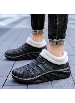Generic New Mens Sports Rain Shoes Low-Cut Fashion Warm Liner Solid Color Winter Black [plus cotton]] 