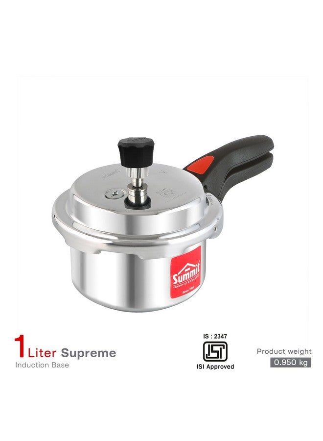 Summit Outer Lid 1 Litre Induction Base Supreme Aluminium Pressure Cooker, Silver - Image 2