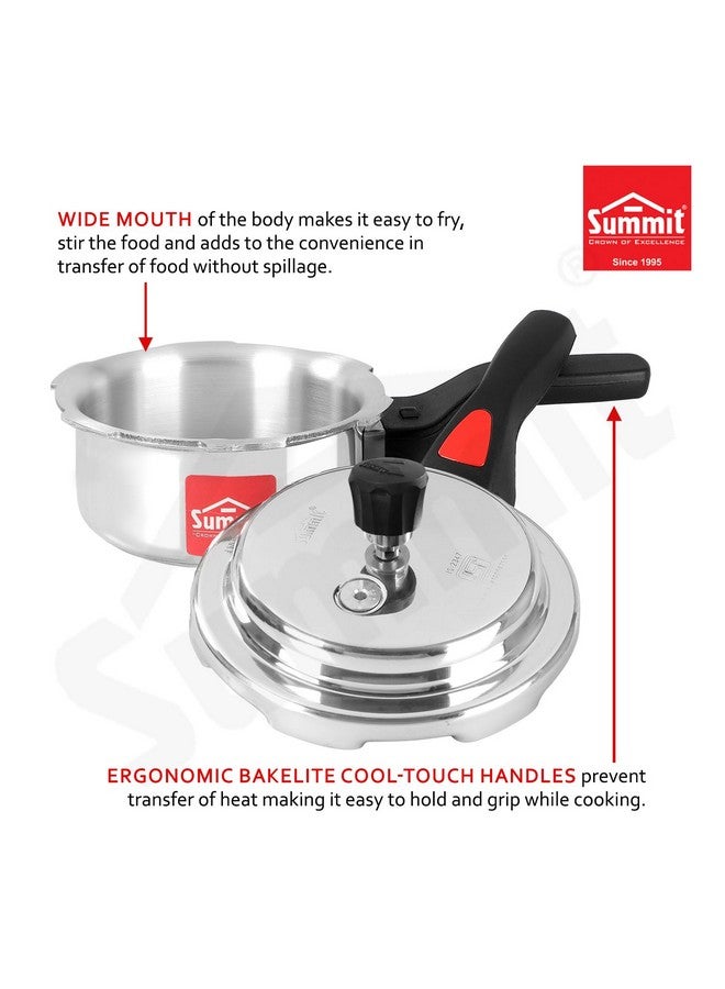 Summit Outer Lid 1 Litre Induction Base Supreme Aluminium Pressure Cooker, Silver - Image 5