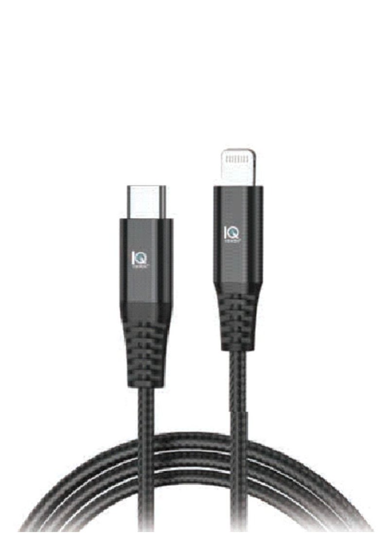 IQ TOUCH كابل Lightning C معتمد من IQ TOUCH Mfi بطول 1.2 متر من الألومنيوم المضفر باللون الأسود  - Image 2