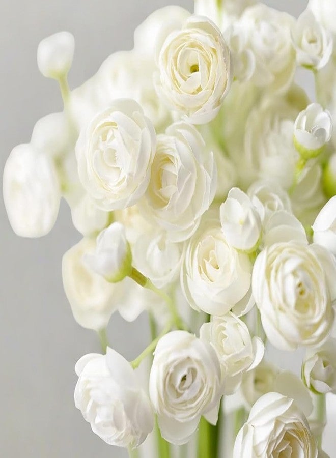 ROPCIA 18 Pcs Ranunculus Artificial Fake Plants Flowers,White Faux Silk Mini Flowers for DIY Bouquets Bulk Faux Wedding Filler Home Centerpieces Arrangements Bridal Christmas Decorations - Image 4