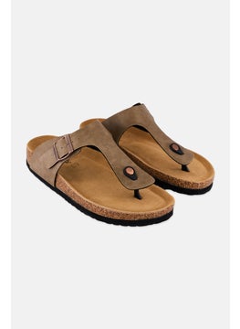 Men Leather Slip On Cork Sandals, Tan