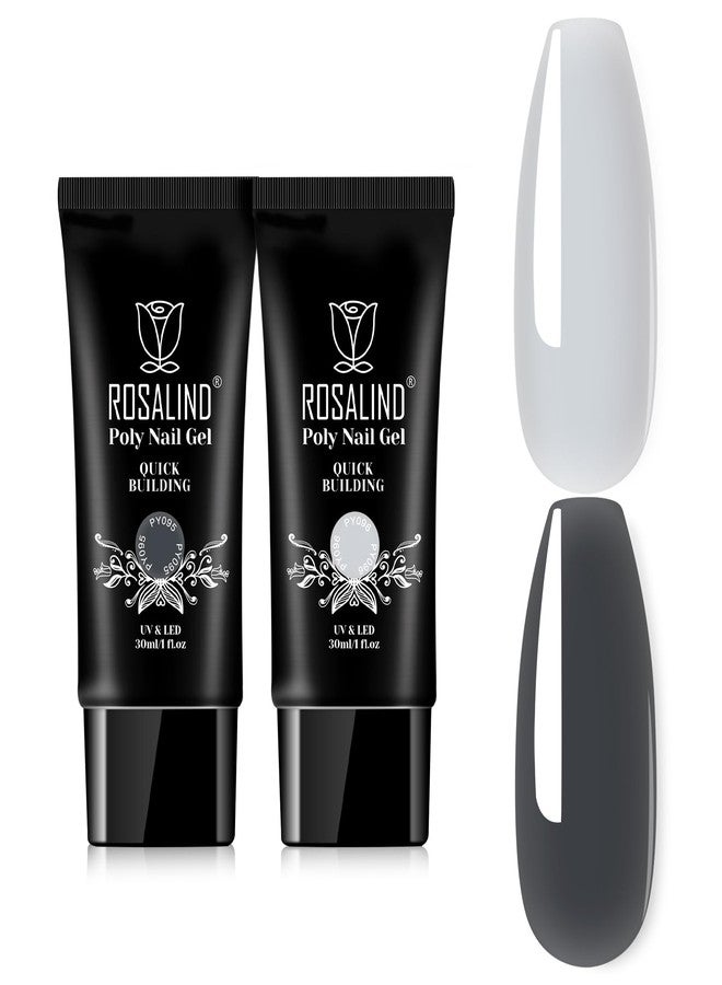 Rosalind Gray Series Poly Nail Gel 2PCS - ROSALIND High Volume 1 oz/per Deep Light Gray Nail Extension Hard Gel for Long Lasting, Nail Enhancement Thickening Builder Easy DIY for Beginner - Image 1
