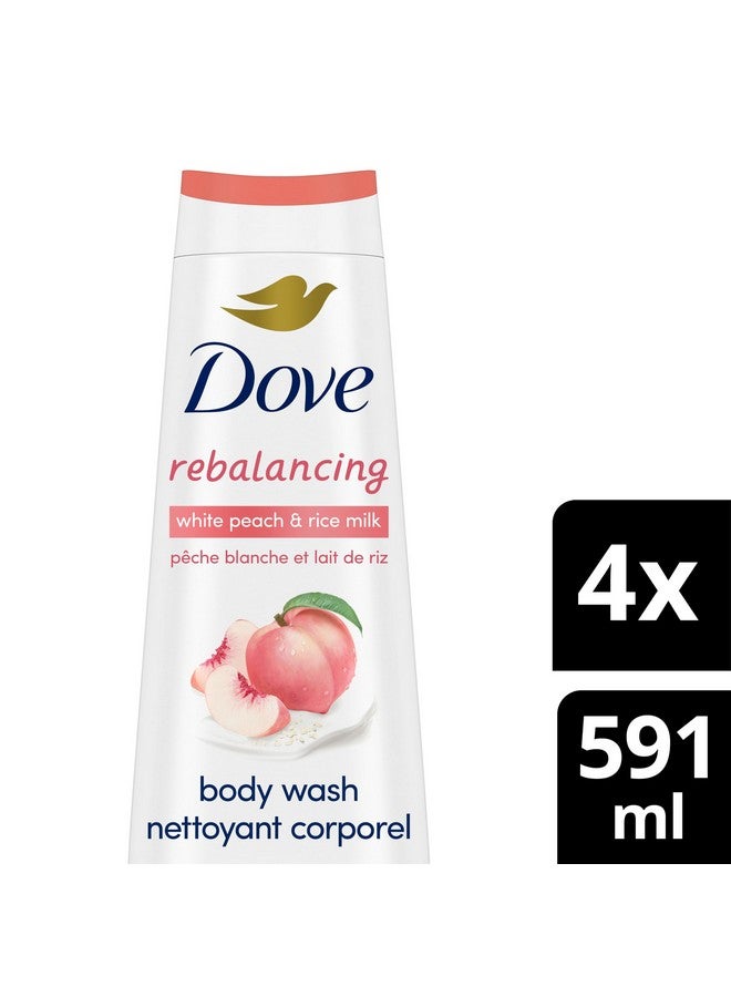 Dove Body Wash Rebalancing White Peach & Rice Milk, 4 Count for Renewed, Healthy Looking Skin, Moisturizing Gentle Skin Cleanser with 24hr Renewing MicroMoisture, 20 oz - Image 2