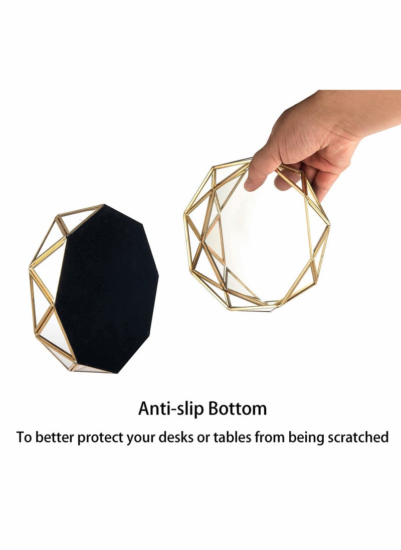 صينية مرآة ذهبية لمستحضرات التجميل، منظم مجوهرات معدني مزخرف، مكياج لحمام، تسريحة، غرفة نوم - Image 3