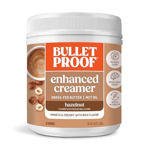 Bulletproof Hazelnut Creamer 148 Ounces Keto Coffee Creamer with MCT Oil and GrassFed Butter - Image 1