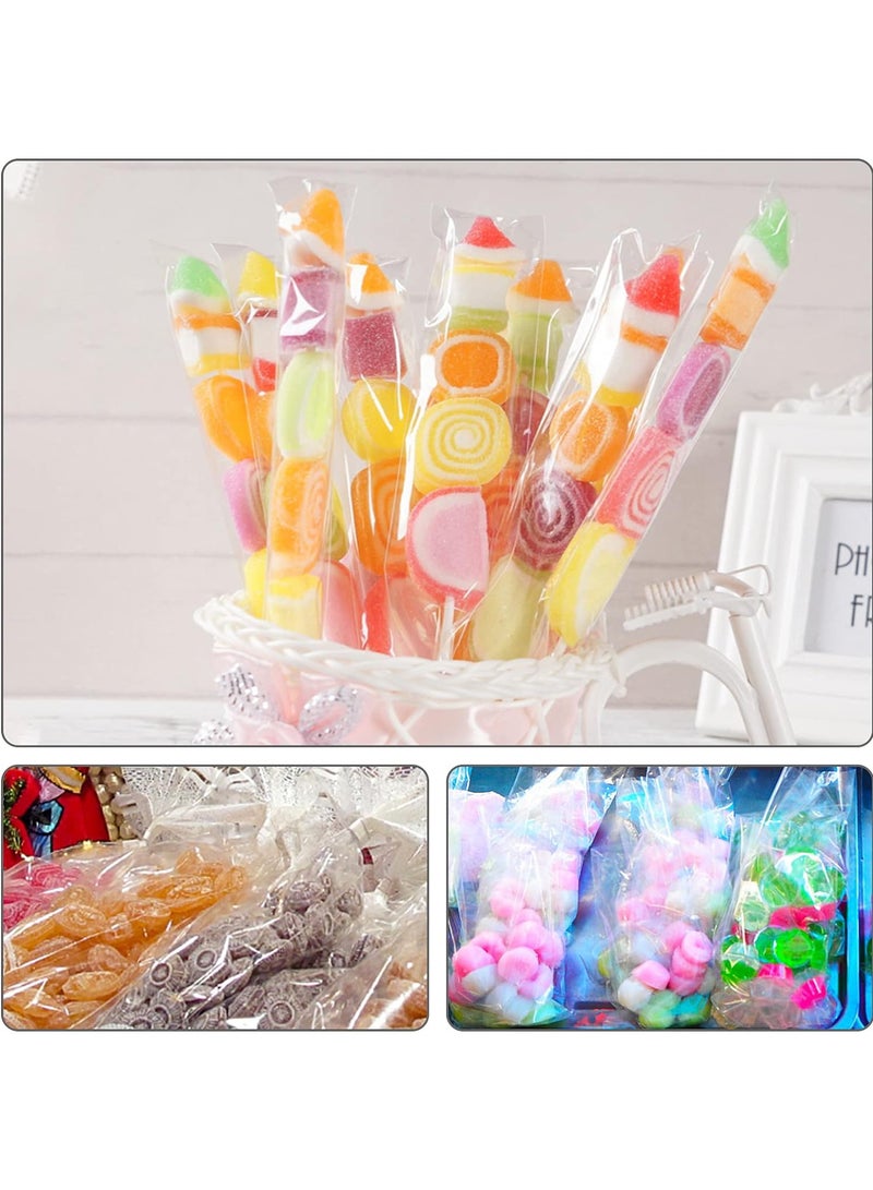 AVACraft Cellophane Bags,100 Pcs Treat Bags, Clear Cellophane Gift Bags, 2 x 8 Inch Self Adhesive Sealing Plastic Gift Bags, Resealable Cellophane Bag for Pretzel Rods, Candy, Snack  Pretzels Individual Bags,5x20(17+3)cm - Image 2