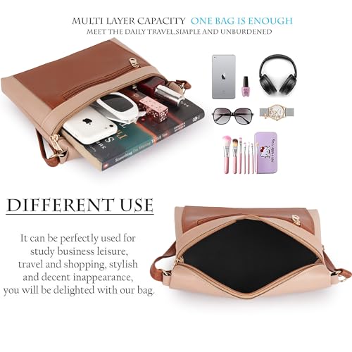 DANIEL CLARK Women Stylish Multi-Pocket Zip Closure Cross Body Bag| Travel Side Bag| Sling Pouch Bag|Messenger Shoulder Bag With Adjustable Strap (Beige, 23 X 17.7 X 5 Cm) - Image 4