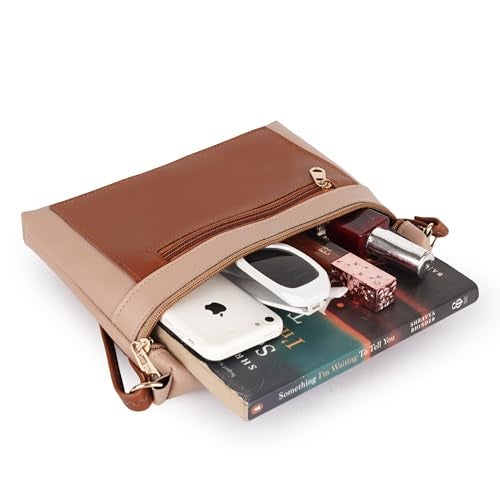 DANIEL CLARK Women Stylish Multi-Pocket Zip Closure Cross Body Bag| Travel Side Bag| Sling Pouch Bag|Messenger Shoulder Bag With Adjustable Strap (Beige, 23 X 17.7 X 5 Cm) - Image 5