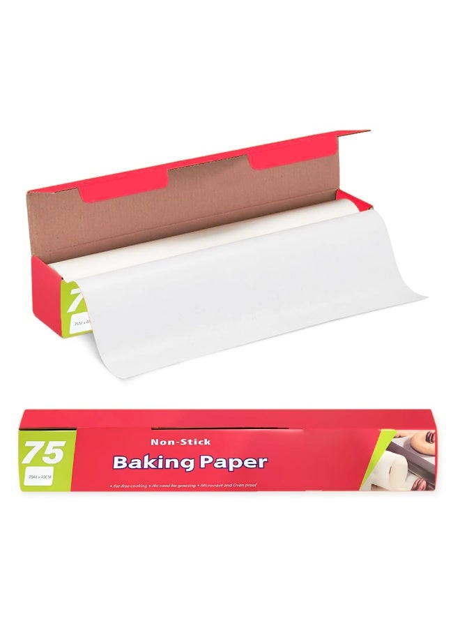 Nexso Premium Silicone Oil Baking Paper – Non-Stick, Waterproof, Heat-Resistant, 75m Roll, 45cm Width, Ideal for Oven, Air Fryer, Microwave, Grilling, White, Durable & Eco-Friendly - Image 1