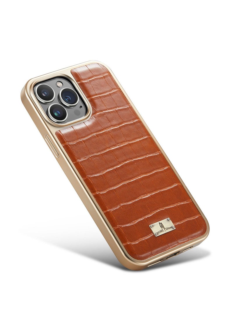 Suteni Electroplating Back Cover Crocodile Leather Phone Case for iPhone - Image 3