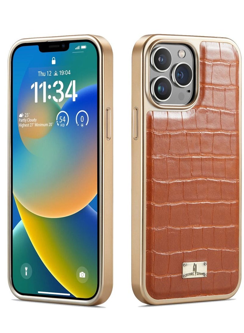 Suteni Electroplating Back Cover Crocodile Leather Phone Case for iPhone - Image 2