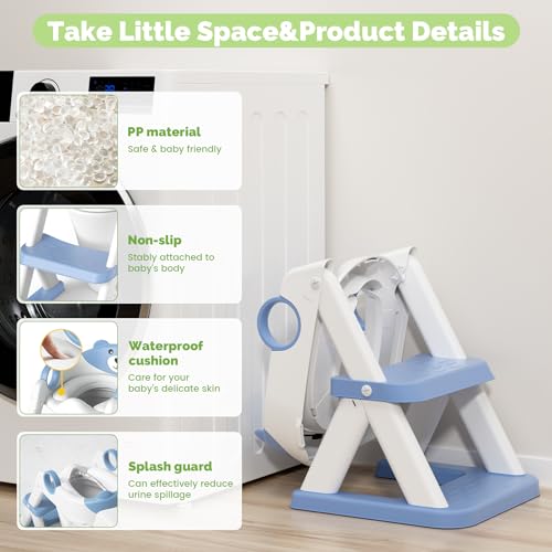 COOSEYA Toilet Seat, Potty Training Seat for Toddler, Upgraded 2-in-1 Potty Toilet Training for Boys and Girls,Waterproof Cushioned Mat with Non-slip Step Stool - Image 2