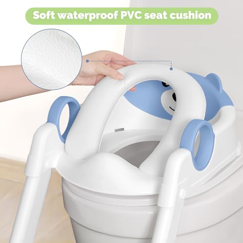 COOSEYA Toilet Seat, Potty Training Seat for Toddler, Upgraded 2-in-1 Potty Toilet Training for Boys and Girls,Waterproof Cushioned Mat with Non-slip Step Stool - Image 4