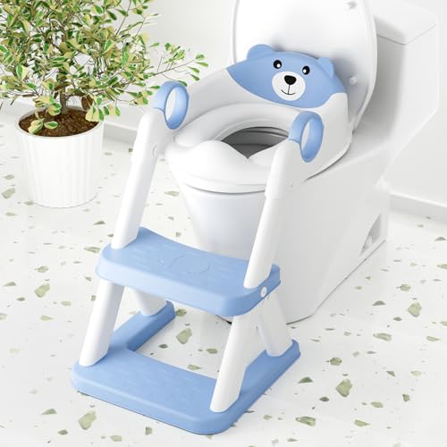 COOSEYA Toilet Seat, Potty Training Seat for Toddler, Upgraded 2-in-1 Potty Toilet Training for Boys and Girls,Waterproof Cushioned Mat with Non-slip Step Stool - Image 1