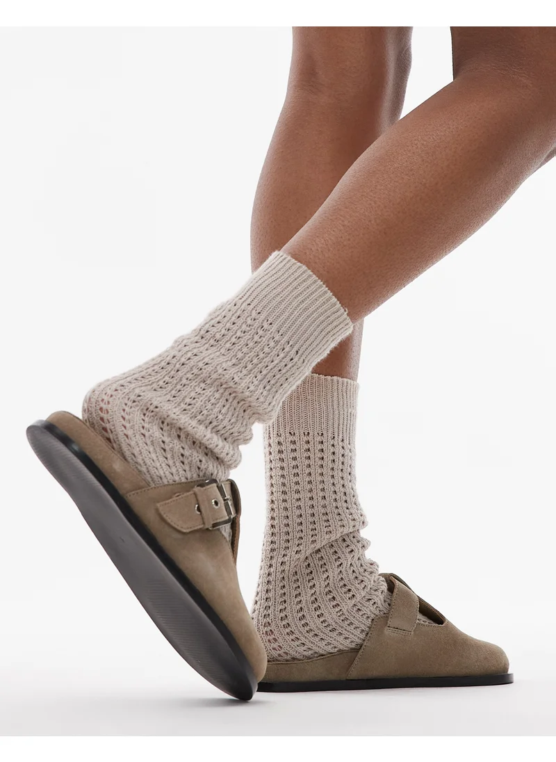 توب شوب Annie Leather Buckle Clog Sandals