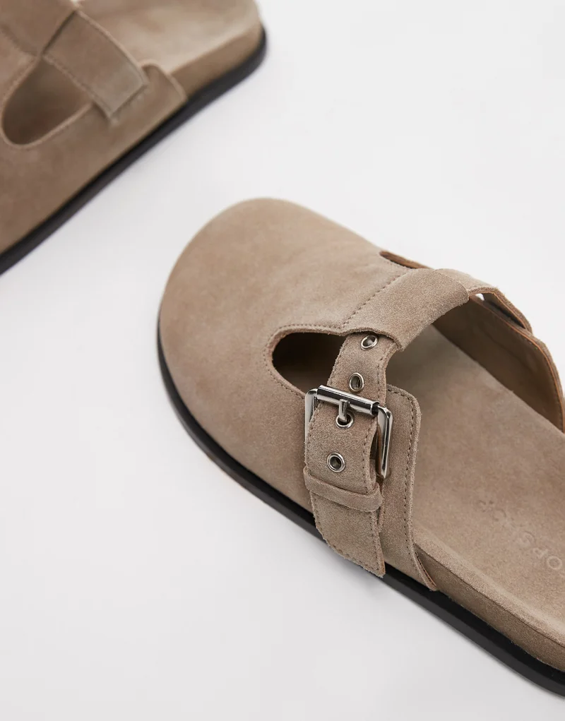 TOPSHOP Annie Leather Buckle Clog Sandals