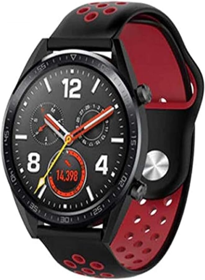 OR Men's, Women's Sport Silicone Strap for Huawei Watch GT2 and Samsung Gear S3 (Black/Red)
