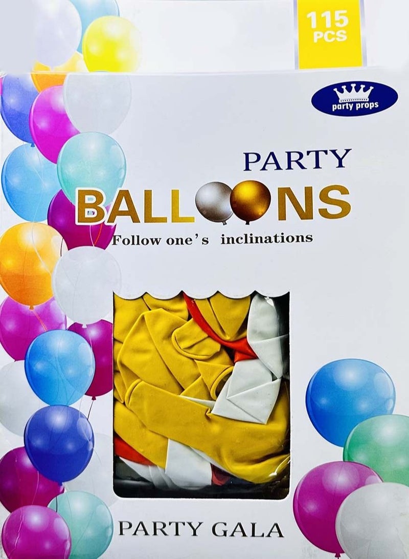 YOMA Yellow , White , Rose pink and gold 115 Piece balloons , Birthday Party Decoration Colorful Balloons Set Multicolor  12/10/7/ Inch  - Image 2
