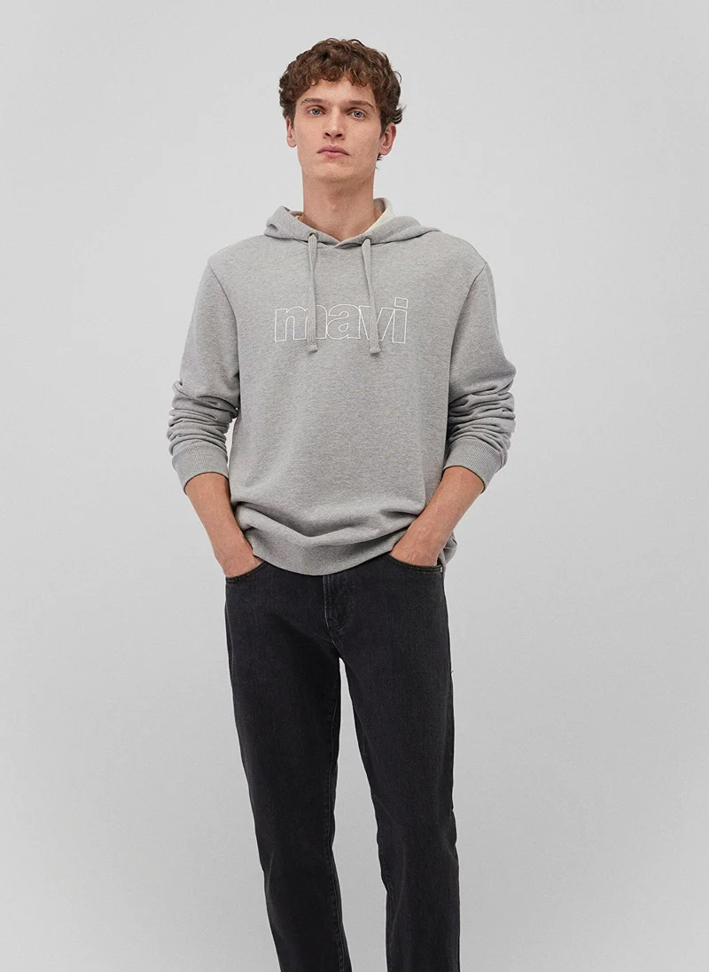 مافي MAVİ LOGO HOODIE Light grey melange