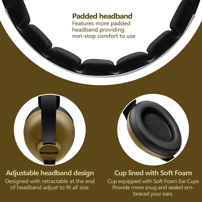 BBTKCARE Baby Headphones - Infant Ear Protection for Babies | Baby Earmuffs Noise Cancelling Headphones 3-36 Months - Army Green - Image 5