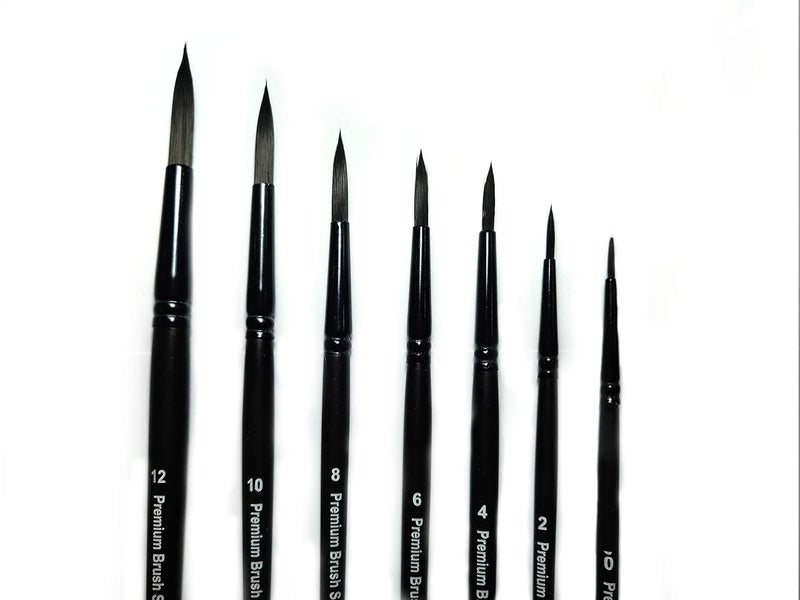 Definite فرشاة دائرية مدببة بشعيرات تاكلون السوداء (عبوة من 7 فرش) - Image 3