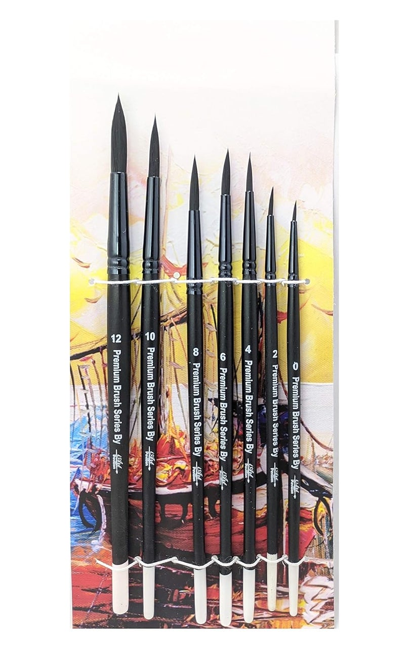 Definite فرشاة دائرية مدببة بشعيرات تاكلون السوداء (عبوة من 7 فرش) - Image 1