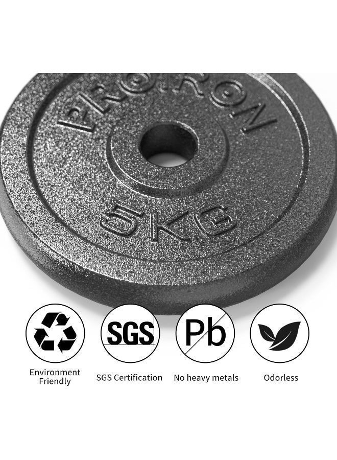 PROIRON Cast Iron Weight Plates Set for 1" Dumbbell Handle Bar 4 x 2.5KG - Image 2
