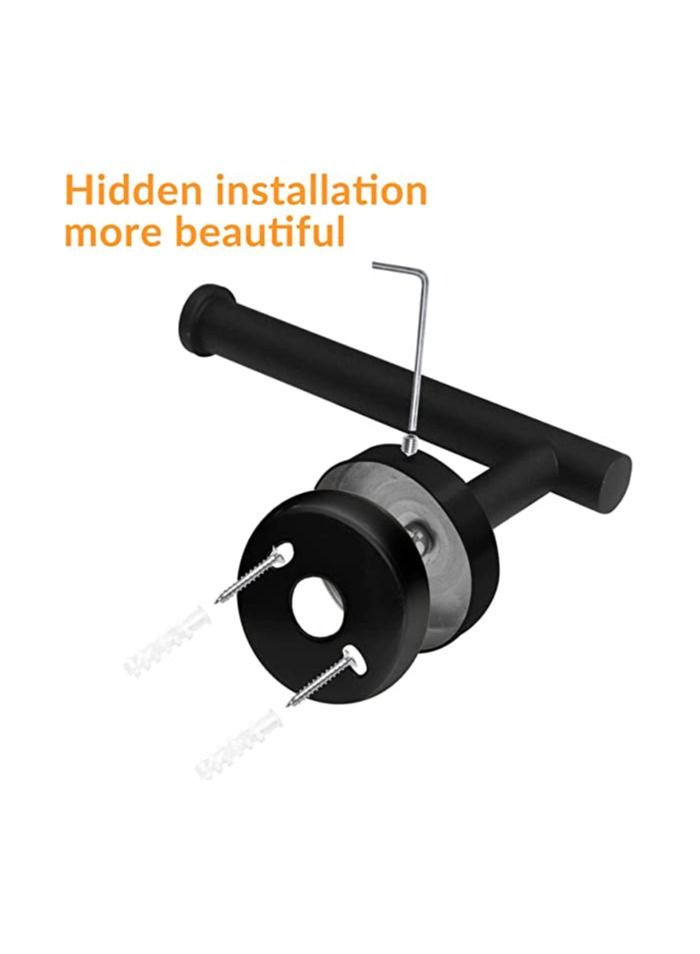 SYOSI Toilet Paper Holder, Bathroom Wall Mounted Toilet Paper Holder, Durable SUS304 Stainless Steel Bathroom Toilet Paper Holder, Towel Bar Matte Black, Contemporary Style, Wall Mounted Toilet Paper Holder - Image 3