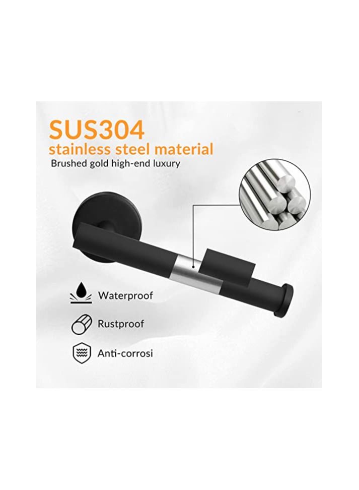 SYOSI Toilet Paper Holder, Bathroom Wall Mounted Toilet Paper Holder, Durable SUS304 Stainless Steel Bathroom Toilet Paper Holder, Towel Bar Matte Black, Contemporary Style, Wall Mounted Toilet Paper Holder - Image 5