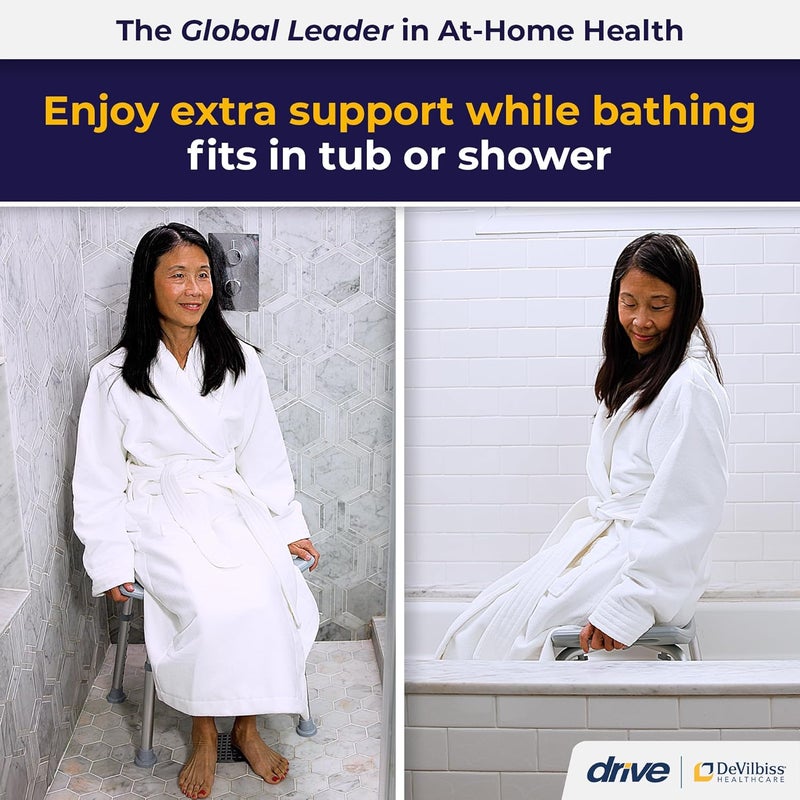 Drive Medical RTL12203KDR Adjustable Shower Bench Seat in Gray - Image 2