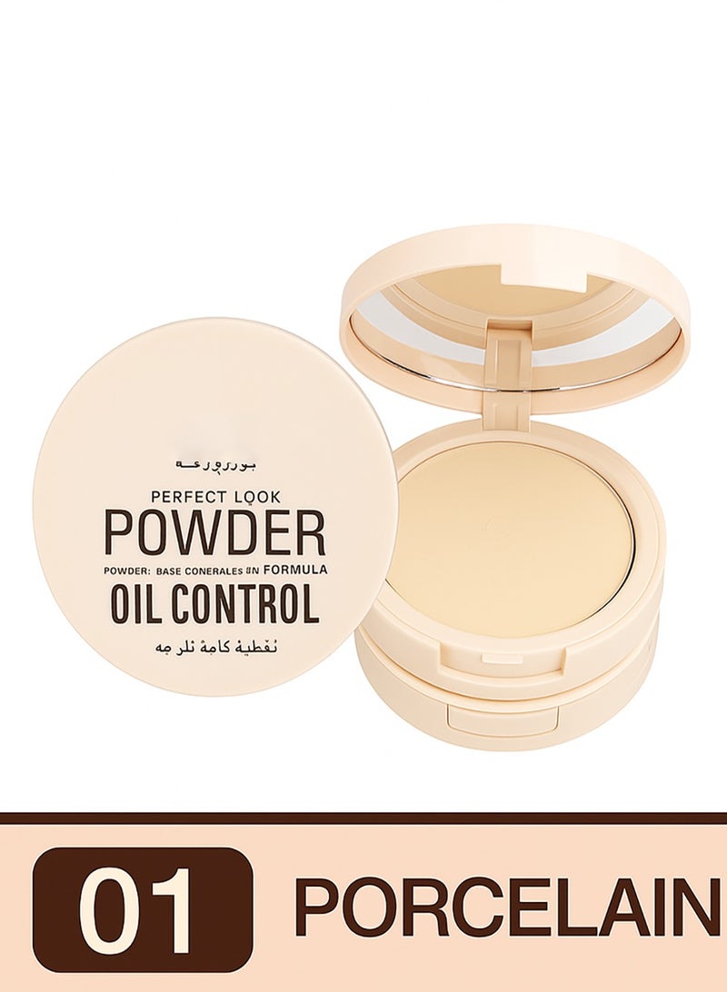 Perfect Look Oil Control Powder – Shade 01 Porcelain | Full Coverage Matte Finish - Image 1