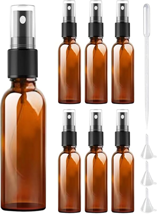 DONQL Glass Spray Bottles 6Pcs Fine Mist Spray Bottle Glass Spray Bottle for Travel Liquid Water Cosmetic Atomizer Bottle (30ml, Brown)