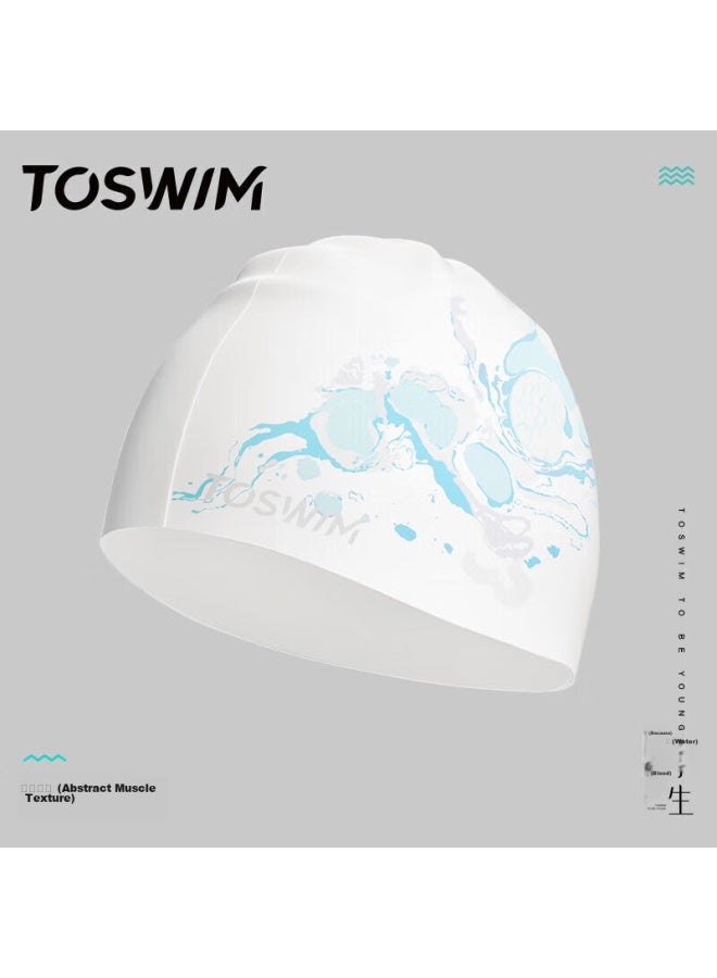 Toswim قبعة سباحة بتصميم مطبوع، مقاومة للماء، غير مقيدة، مناسبة للشعر الطويل ومحيط الرأس الكبير، للجنسين، ستايل سيليكون عصري بملمس مجرد - Image 1
