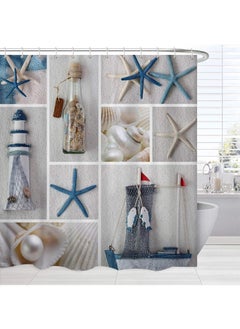 Bluejw Shower Curtain Starfish For Bathroom Waterproof Ocean Nautical Shower Curtain Sets Ocean Creature Landscape Beach Theme Bathroom Curtain Decor 165*180cm  - Image 4