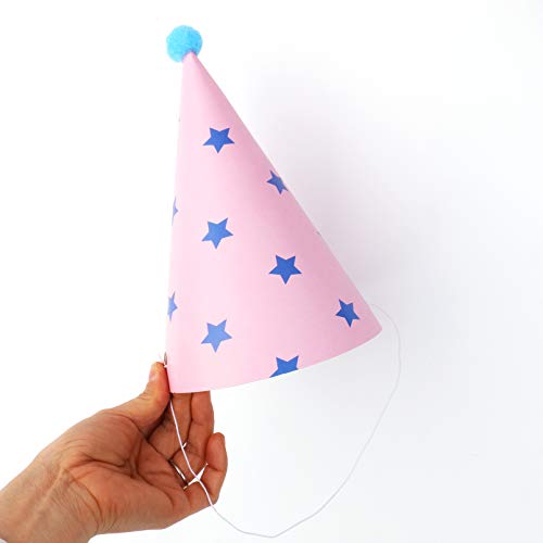 Beurio Party Hats with Pom Poms, Birthday Cone Hats 12 Pack, Toddler Party Celebration for Kids Adults, Colorful Pastel Paper Birthday Girls Boys Photo Props - Image 5