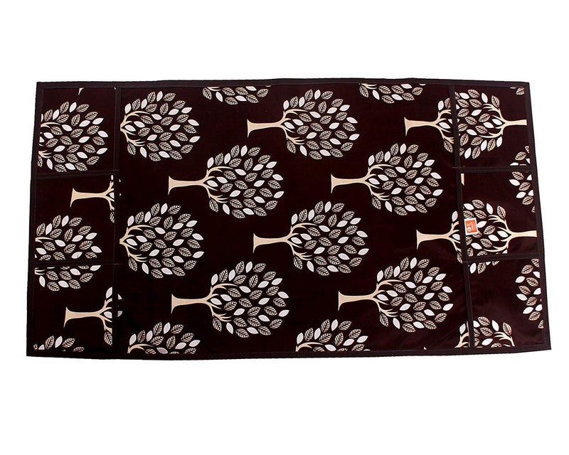 KANUSHI Industries® Floral (Tree) Designer Fridge Top Cover with 6 Utility Pockets (Brown Color) - Image 2