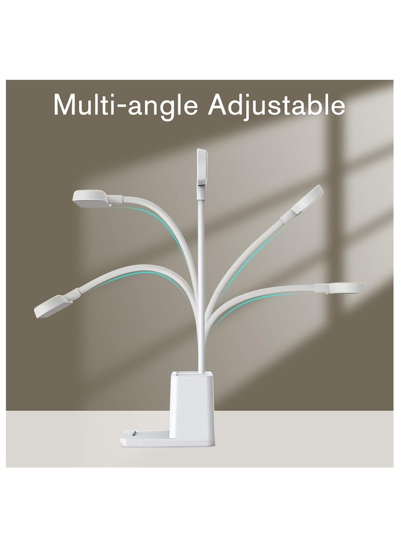 Arabest Desk Lamp, LED Lamp Desk Table for Home Office Lighting, 3 Modes Dimmable LED Desk Light, Small Desk Lamp with USB Charging Port & Pen Holder, Study Lamp for Office Lamp Rechargeable Light White - Image 5