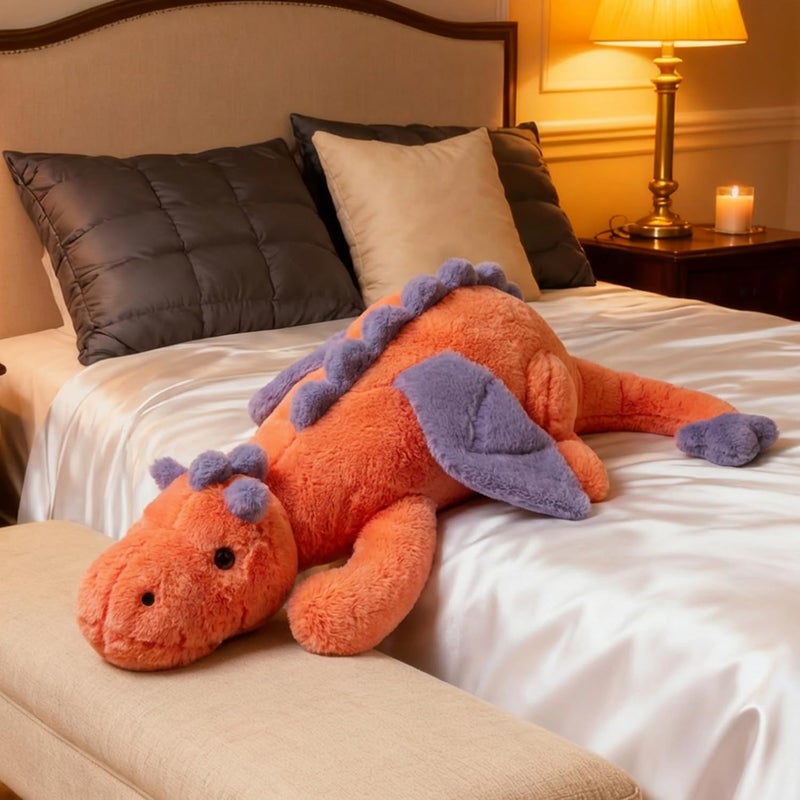 ARELUX Giant 50in 3Lb Big Orange Dragon Large Stuffed Animals Cute Plush Toy Fuzzy Jumbo Dinosaur Pillow Plushies with Wings Cuddly Soft Pterosaur Plushie for Friends Family Member - Image 3