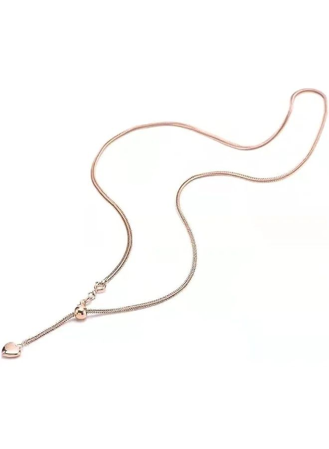 لي كوبر قلادة نسائية مطلية بالذهب الوردي من الفولاذ المقاوم للصدأ