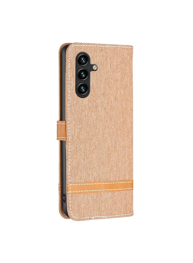 S-TOP Case For Samsung Galaxy A55 Color Block Denim Texture Leather Phone Case - Image 3